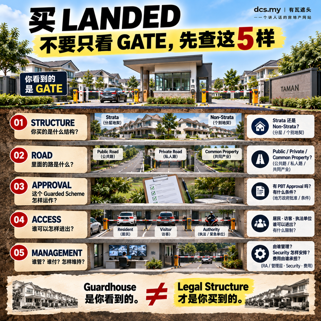 买 Landed 不要只看 Gate,先查 Structure、Road、Approval、Access、Management 五样