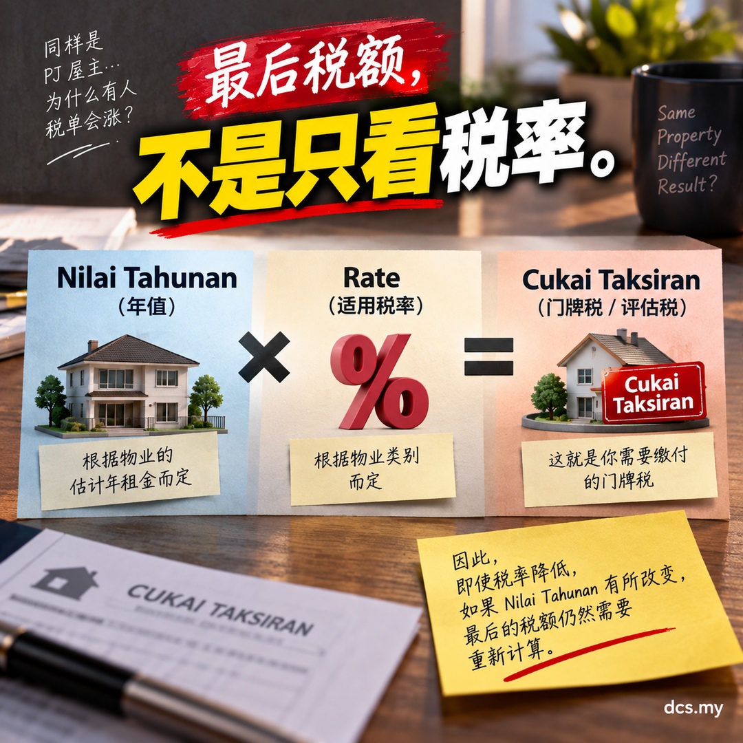 Cukai Taksiran 要同时看 Nilai Tahunan 与适用税率
